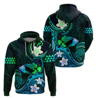 Personalised Hawaii Humuhumu Reef Triggerfish Zip Hoodie Turquoise With Plumeria LT05 - Polynesian Pride