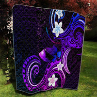 Hawaii Humuhumu Reef Triggerfish Quilt Violet With Plumeria LT05 - Polynesian Pride