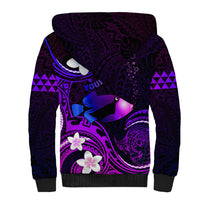 Personalised Hawaii Humuhumu Reef Triggerfish Sherpa Hoodie Violet With Plumeria LT05 - Polynesian Pride