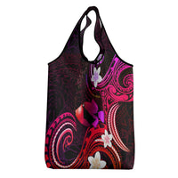 Hawaii Humuhumu Reef Triggerfish Grocery Bag Maroon With Plumeria LT05 - Polynesian Pride