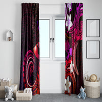 Hawaii Humuhumu Reef Triggerfish Window Curtain Maroon With Plumeria LT05 - Polynesian Pride