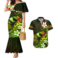 Personalised Hawaii Humuhumu Reef Triggerfish Couples Matching Mermaid Dress and Hawaiian Shirt Reggae With Plumeria LT05 Reggae - Polynesian Pride