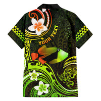 Personalised Hawaii Humuhumu Reef Triggerfish Family Matching Puletasi and Hawaiian Shirt Reggae With Plumeria LT05 - Polynesian Pride