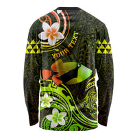 Personalised Hawaii Humuhumu Reef Triggerfish Long Sleeve Shirt Reggae With Plumeria LT05 - Polynesian Pride