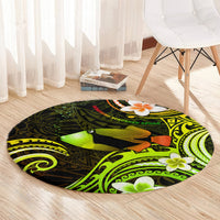 Hawaii Humuhumu Reef Triggerfish Round Carpet Reggae With Plumeria LT05 - Polynesian Pride