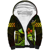 Personalised Hawaii Humuhumu Reef Triggerfish Sherpa Hoodie Reggae With Plumeria LT05 Unisex Reggae - Polynesian Pride