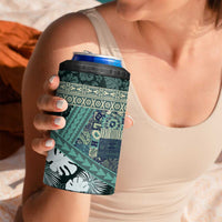 Hawaii Plant Kalo 4 in 1 Can Cooler Tumbler Hawaiian Tapa Pattern