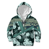 Hawaii Plant Kalo Kid Hoodie Hawaiian Tapa Pattern LT05 Zip Hoodie Green - Polynesian Pride