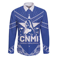 Northern Mariana Islands Family Matching Short Sleeve Bodycon Dress and Hawaiian Shirt Chamorro Warrior Tribal Pattern LT05 Dad's Shirt - Long Sleeve Blue - Polynesian Pride
