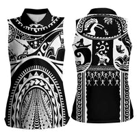 Polynesia Maui Tattoo Inspired Women Sleeveless Polo Shirt Black Version LT05 - Polynesian Pride