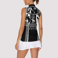 Polynesia Maui Tattoo Inspired Women Sleeveless Polo Shirt Black Version LT05 - Polynesian Pride