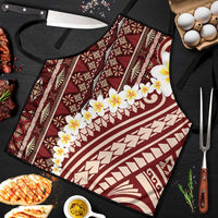 Red Vintage Tonga Ngatu Pattern With Plumeria Apron - Polynesian Pride