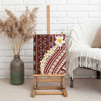 Red Vintage Tonga Ngatu Pattern With Plumeria Canvas Wall Art - Polynesian Pride