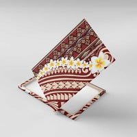 Red Vintage Tonga Ngatu Pattern With Plumeria Canvas Wall Art - Polynesian Pride