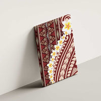 Red Vintage Tonga Ngatu Pattern With Plumeria Canvas Wall Art - Polynesian Pride