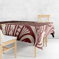 Red Vintage Tonga Ngatu Pattern With Plumeria Tablecloth - Polynesian Pride