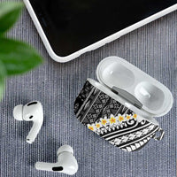 Black Vintage Tonga Ngatu Pattern With Plumeria AirPods Case - Polynesian Pride