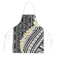 Black Vintage Tonga Ngatu Pattern With Plumeria Apron - Polynesian Pride