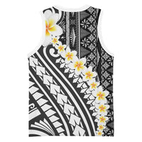 Black Vintage Tonga Ngatu Pattern With Plumeria Basketball Jersey - Polynesian Pride
