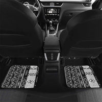 Black Vintage Tonga Ngatu Pattern With Plumeria Car Mats - Polynesian Pride