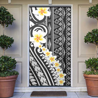 Black Vintage Tonga Ngatu Pattern With Plumeria Door Cover - Polynesian Pride