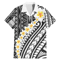 Black Vintage Tonga Ngatu Pattern With Plumeria Family Matching Mermaid Dress and Hawaiian Shirt - Polynesian Pride