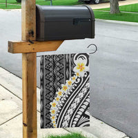 Black Vintage Tonga Ngatu Pattern With Plumeria Garden Flag - Polynesian Pride