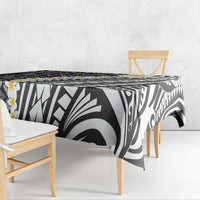Black Vintage Tonga Ngatu Pattern With Plumeria Tablecloth - Polynesian Pride
