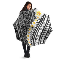Black Vintage Tonga Ngatu Pattern With Plumeria Umbrella - Polynesian Pride