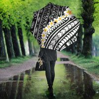 Black Vintage Tonga Ngatu Pattern With Plumeria Umbrella - Polynesian Pride