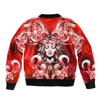 Hawaii Goddess Of Fire Madame Pele Sleeve Zip Bomber Jacket Polynesian Style LT05 - Polynesian Pride