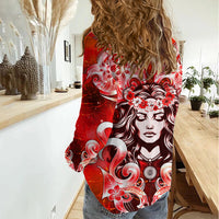 Hawaii Goddess Of Fire Madame Pele Women Casual Shirt Polynesian Style LT05 - Polynesian Pride