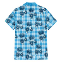 Blue Palaka Hawaii Family Matching Summer Maxi Dress and Hawaiian Shirt Hawaiian Lehua Blossoms