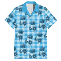 Blue Palaka Hawaii Hawaiian Shirt Hawaiian Lehua Blossoms