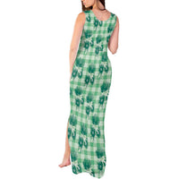 Green Palaka Hawaii Tank Maxi Dress Hawaiian Lehua Blossoms
