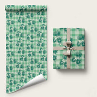Green Palaka Hawaii Wrapping Paper Hawaiian Lehua Blossoms