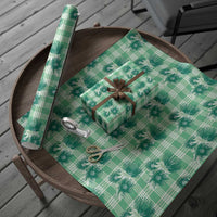 Green Palaka Hawaii Wrapping Paper Hawaiian Lehua Blossoms