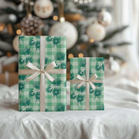 Green Palaka Hawaii Wrapping Paper Hawaiian Lehua Blossoms