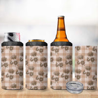 Brown Palaka Hawaii 4 in 1 Can Cooler Tumbler Hawaiian Lehua Blossoms