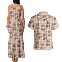 Brown Palaka Hawaii Couples Matching Tank Maxi Dress and Hawaiian Shirt Hawaiian Lehua Blossoms LT05 - Polynesian Pride