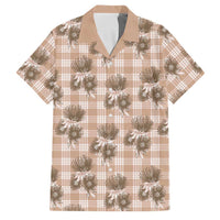 Brown Palaka Hawaii Family Matching Summer Maxi Dress and Hawaiian Shirt Hawaiian Lehua Blossoms LT05 Dad's Shirt - Short Sleeve Brown - Polynesian Pride