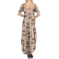 Brown Palaka Hawaii Family Matching Summer Maxi Dress and Hawaiian Shirt Hawaiian Lehua Blossoms LT05 - Polynesian Pride