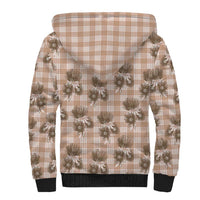 Brown Palaka Hawaii Sherpa Hoodie Hawaiian Lehua Blossoms