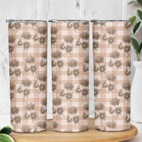 Brown Palaka Hawaii Skinny Tumbler Hawaiian Lehua Blossoms LT05 - Polynesian Pride