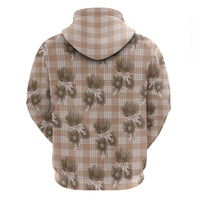 Brown Palaka Hawaii Zip Hoodie Hawaiian Lehua Blossoms