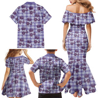 Purple Palaka Hawaii Family Matching Mermaid Dress and Hawaiian Shirt Hawaiian Lehua Blossoms LT05 - Polynesian Pride