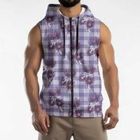 Purple Palaka Hawaii Sleeveless Zip Hoodie Hawaiian Lehua Blossoms LT05 - Polynesian Pride