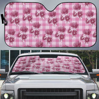 Pink Palaka Hawaii Auto Sun Shade Hawaiian Lehua Blossoms