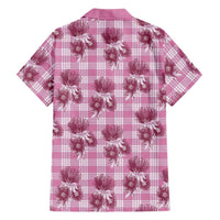 Pink Palaka Hawaii Family Matching Off The Shoulder Long Sleeve Dress and Hawaiian Shirt Hawaiian Lehua Blossoms LT05 - Polynesian Pride