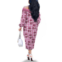 Pink Palaka Hawaii Family Matching Off The Shoulder Long Sleeve Dress and Hawaiian Shirt Hawaiian Lehua Blossoms LT05 - Polynesian Pride